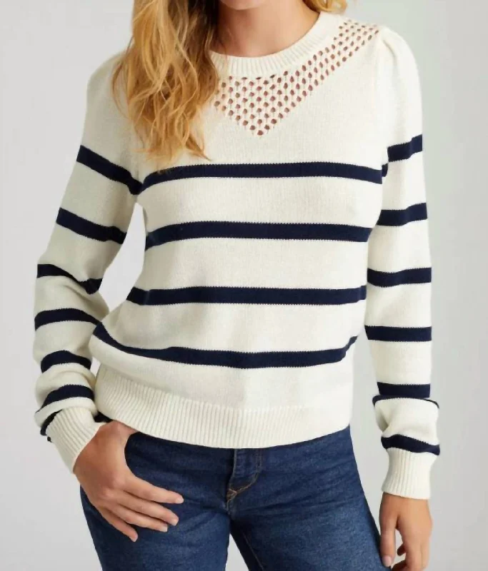 Charming Women's Outfit For Special Occasions Lucy Stripe Sweater In Chalk Multi