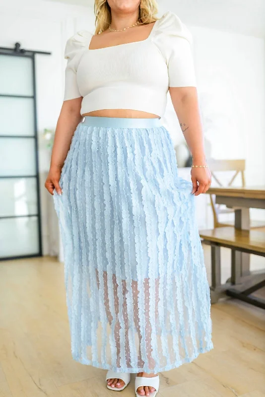 Holiday Discount Cascading Ruffles A-Line Skirt In Sky Blue