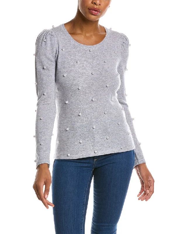 Exclusive Discount Qi Cashmere Pearl Embellished Wool & Cashmere-Blend Sweater