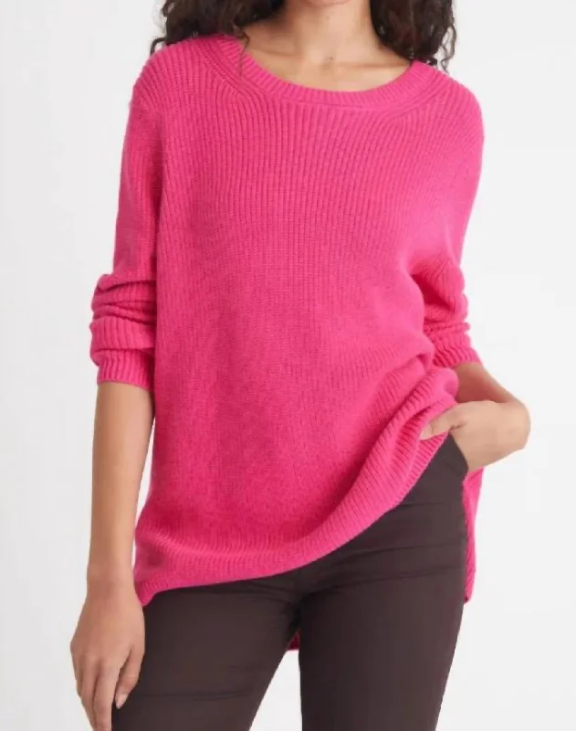 Trendy Outfits For Ladies Emma Crewneck Sweater In Fuchsia Purple