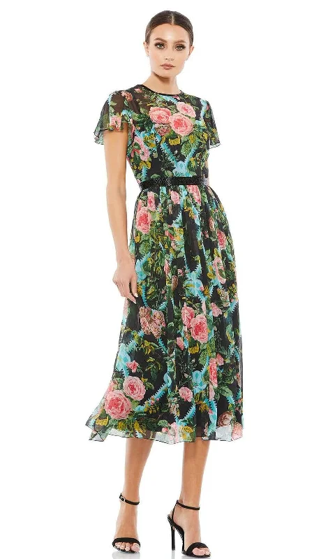 Chic Women's Clothing for Date Nights Mac Duggal Cocktail - 9149D Chiffon Floral Long Dress