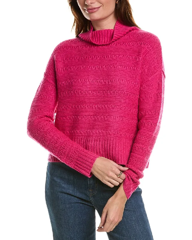 Women's Casual Dresses Forte Cashmere Crop Textured Mock Neck Wool & Cashmere-Blend Sweater