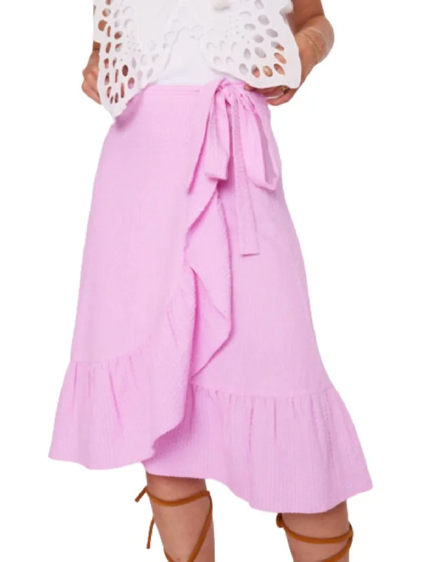 Online Impressions Boutique Mid Long Knot Skirt In Pink Bonbon