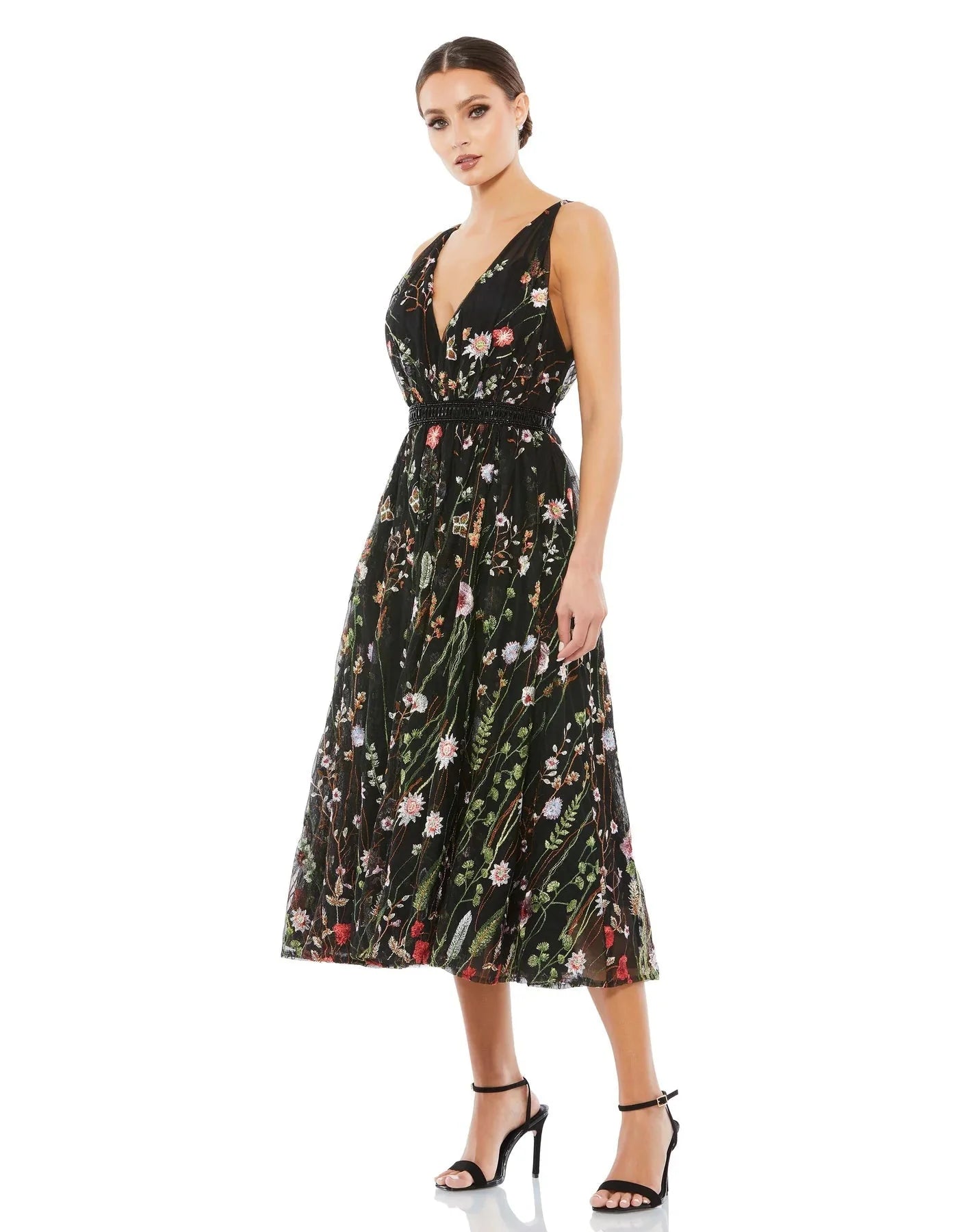 Minimalist Women's Fashion Clothing Mac Duggal Cocktail - 26557D Sleeveless Floral Long Dress