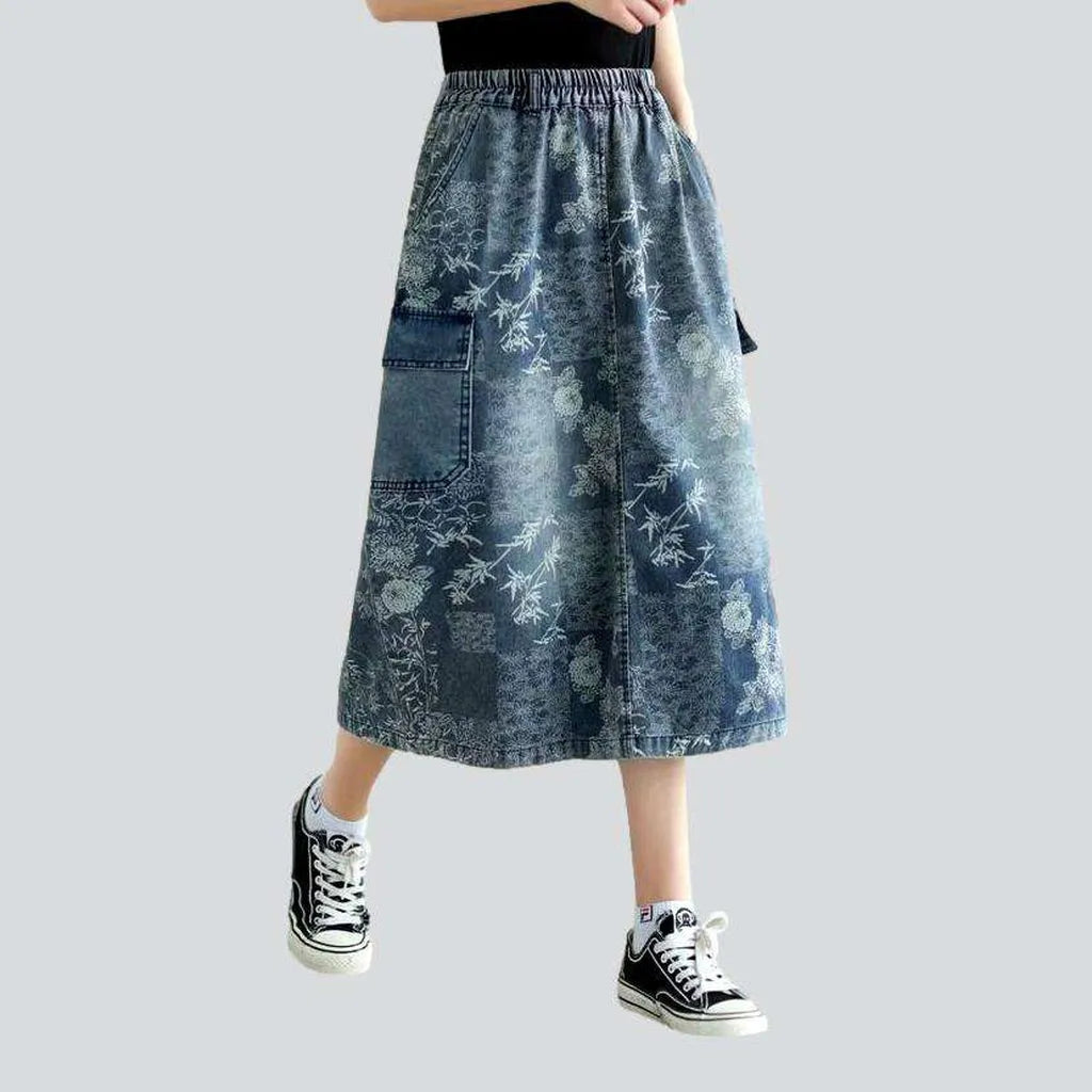 Stylish Women's Clothes for Work and Play Cargo floral print denim skirt