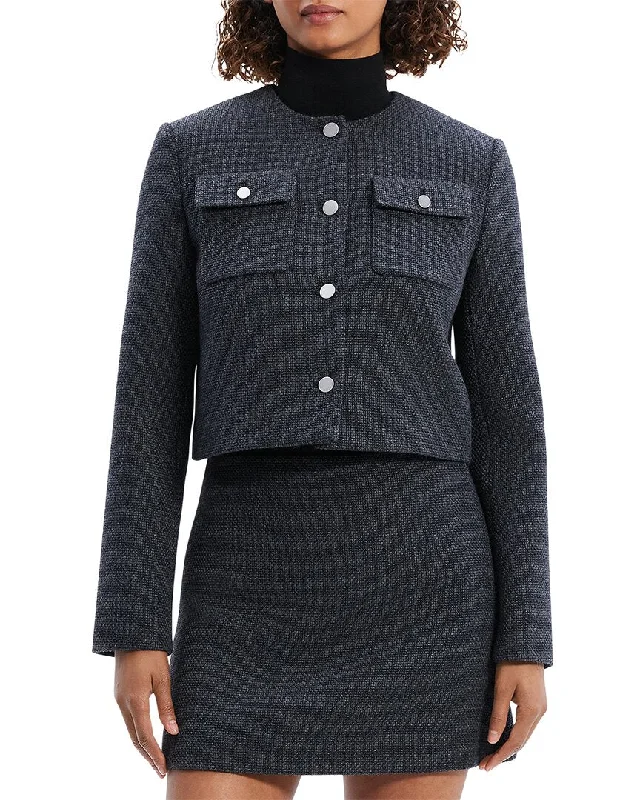 Fashion-forward Women's Wear Theory Tweed Wool-Blend Cardigan Jacket