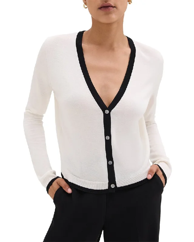 Women's Trendy Outfit Theory Tipped Wool-Blend Cardigan