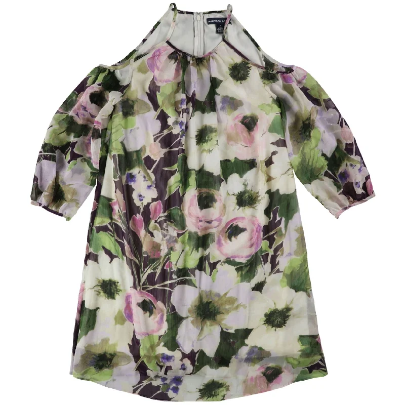 Women Online Clothing Boutiques American Living Womens Living Floral Cold Shoulder Dress