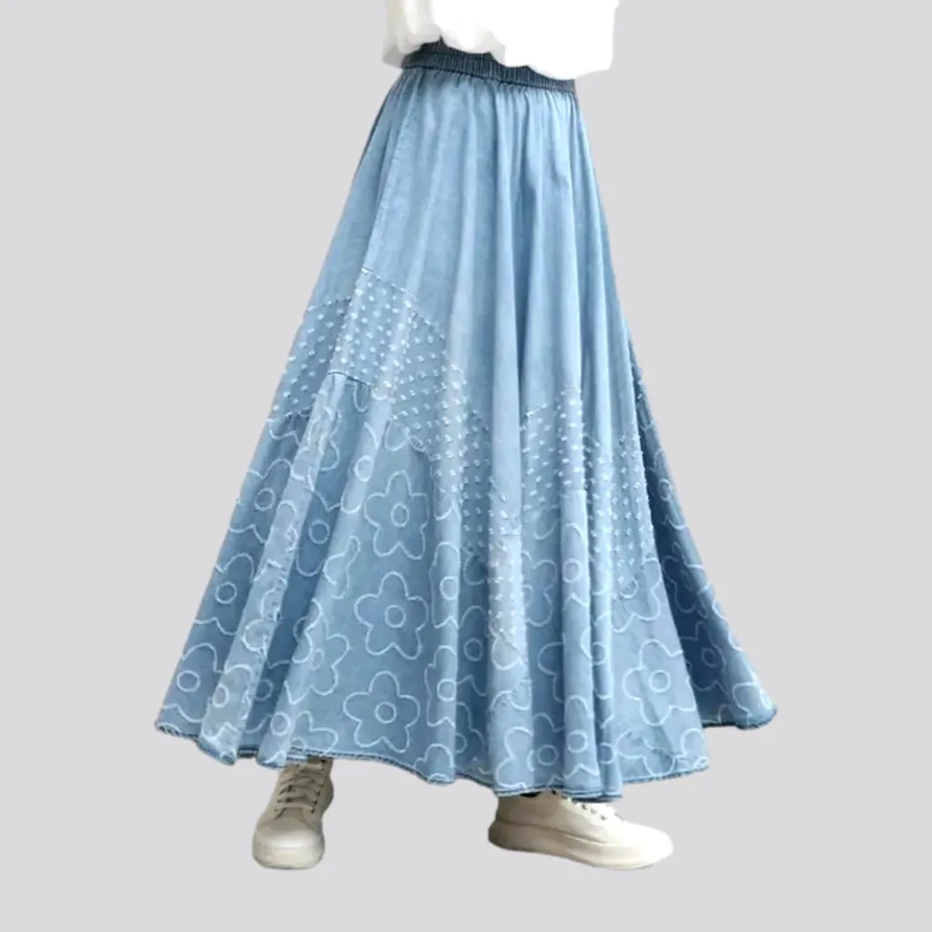 Women's Chic Outerwear Outfit Embroidered long women's jeans skirt