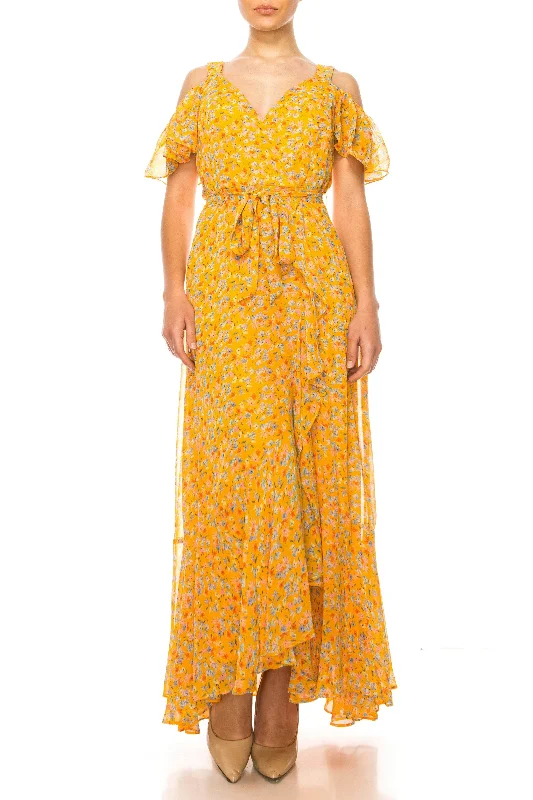 Best Clearance Sales Right Now Maison Tara 92034M - Floral Faux Wrap Dress