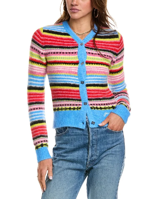 VIP Member Discount GANNI Soft Stripe Wool-Blend Cardigan