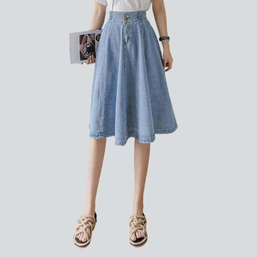 Women's Office Clothing Knee-length flare denim skirt