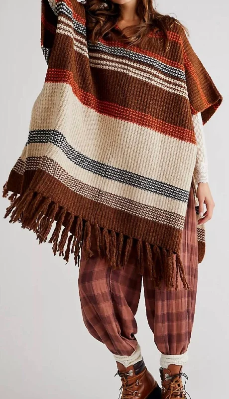 Women's Work Outfit For The Office Leslie Poncho In Brown