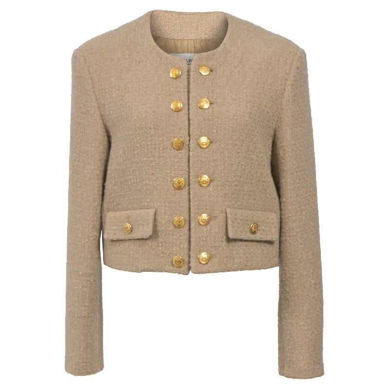 Women's Professional Clothes Celine 2022 Baie Des Anges 'Chasseur' Evening Jacket in Beige Virgin Wool