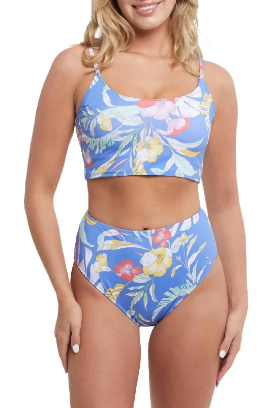 Flash Sale Clothing Wave Floral Reversible 2 Piece Swimsuit In Blue/cream