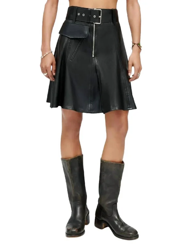 Casual and Comfortable Outfits Leather Moto Skirt In Black