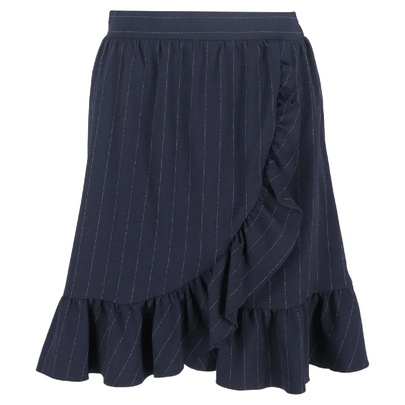 Women's Clothing Sale Online Ganni Striped Ruffled Mini Skirt in Navy Blue Polyester