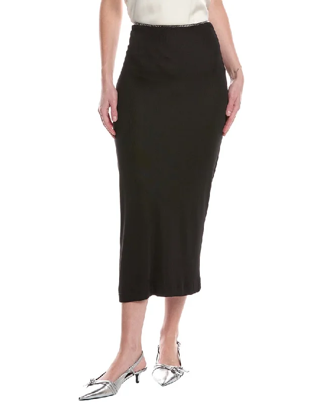 Online Clothing Boutiques rag & bone Gwenyth Leather-Trim Midi Skirt