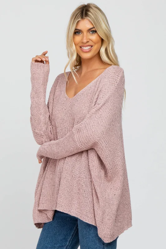 Trendy Outfits For Girls Mauve Speckled Oversized Sweater