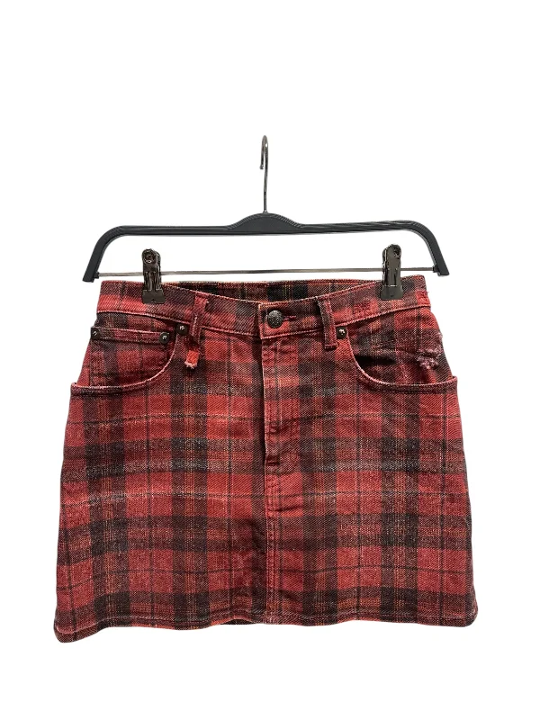 Women Clothing R13/Skirt/1/Plaid/Denim/BRD/MINI HIGHRISE SKIRT