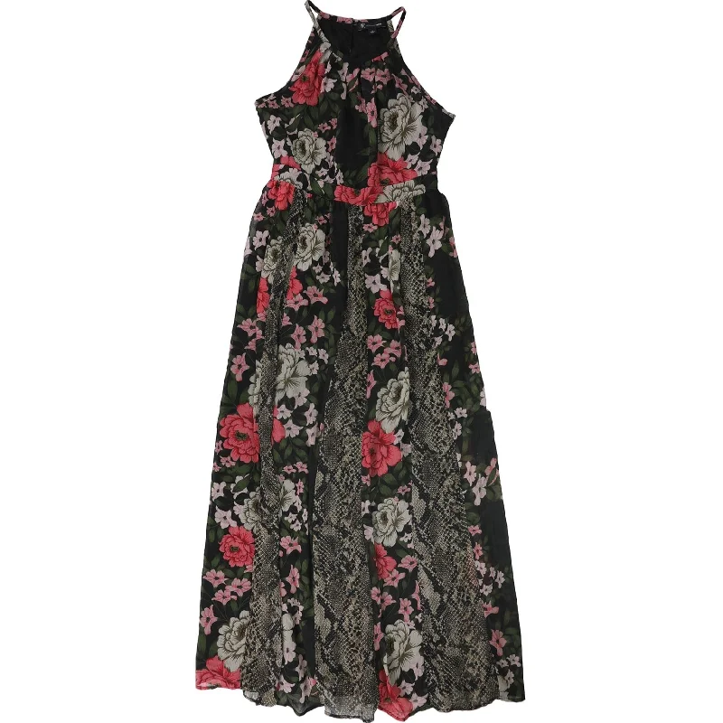 Trendy Online Boutiques I-N-C Womens Floral Maxi Dress, Black, 2