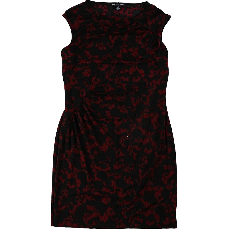 Affordable Online Boutiques American Living Womens Floral-Print A-line Sheath Dress, Red, 16