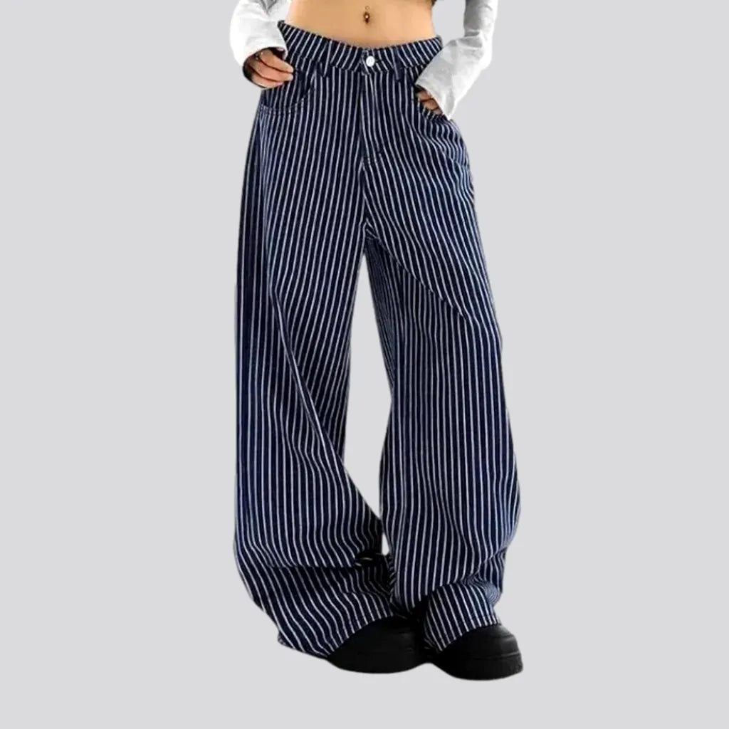 Stylish Women's Garments Fashionable striped women's jeans pants