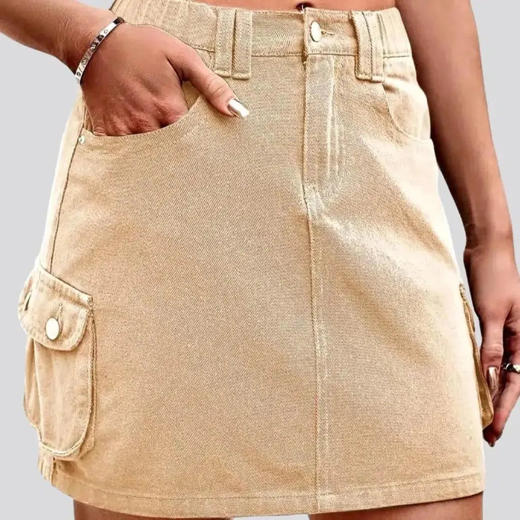 Women's Work Outfit For The Office Mini color denim skirt
 for ladies