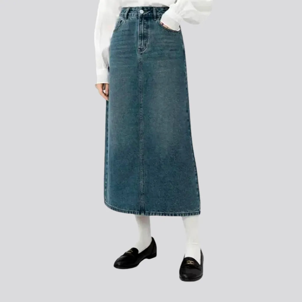 Online Boutique Clothing Flowy light casual maxi denim skirt