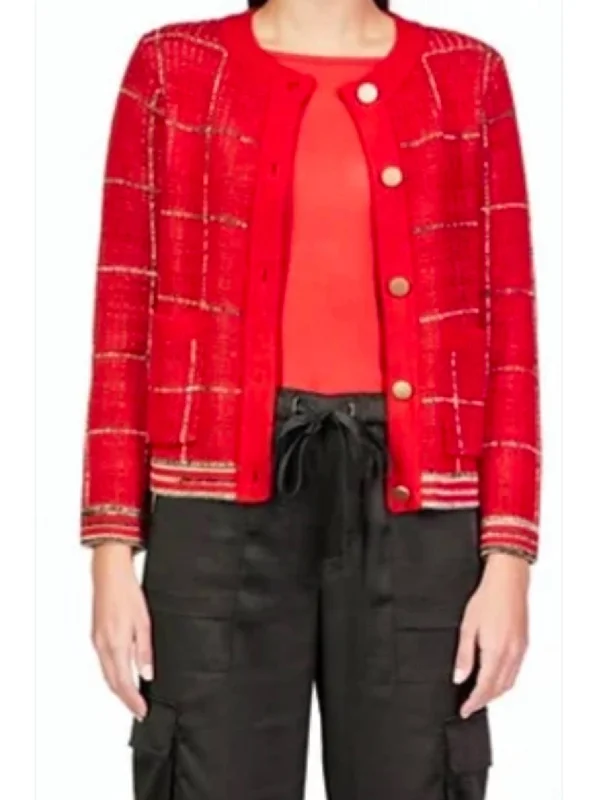 Women's Professional Outfit Knitted Cardi In Red