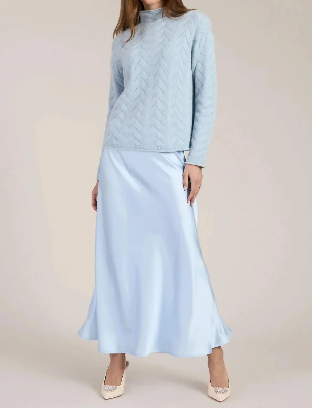 Women's Travel Outfit Set Edie Charmeuse Skirt In Light Blue