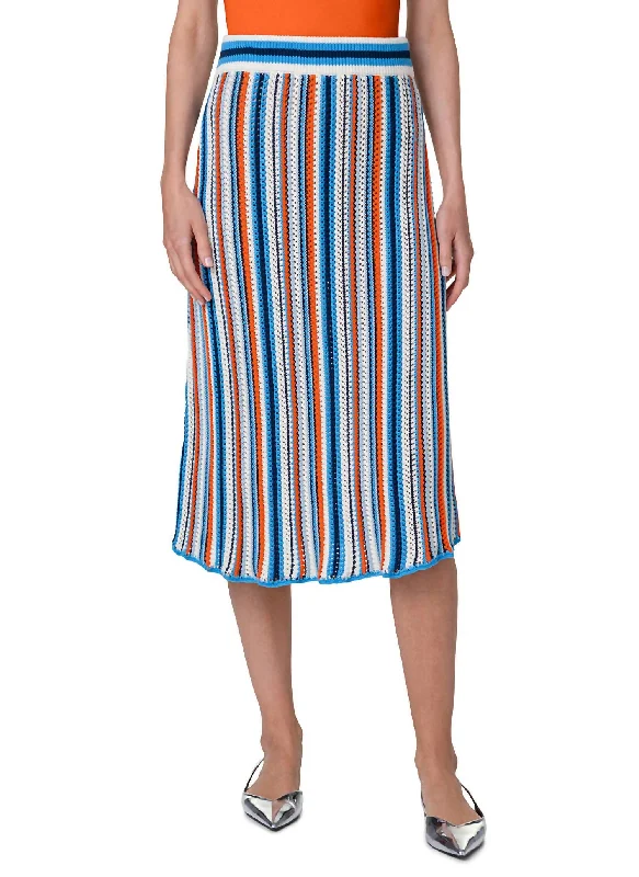 Flash Sales Today Stripe Crochet Midi Skirt In Multi