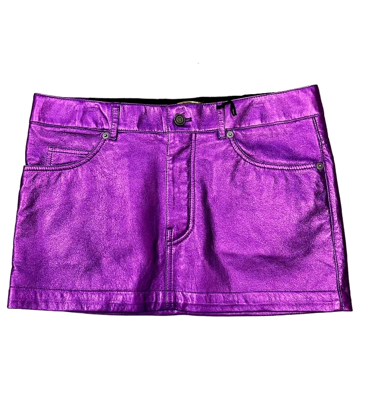 Discount Price Metallic Leather Skirt In Violet