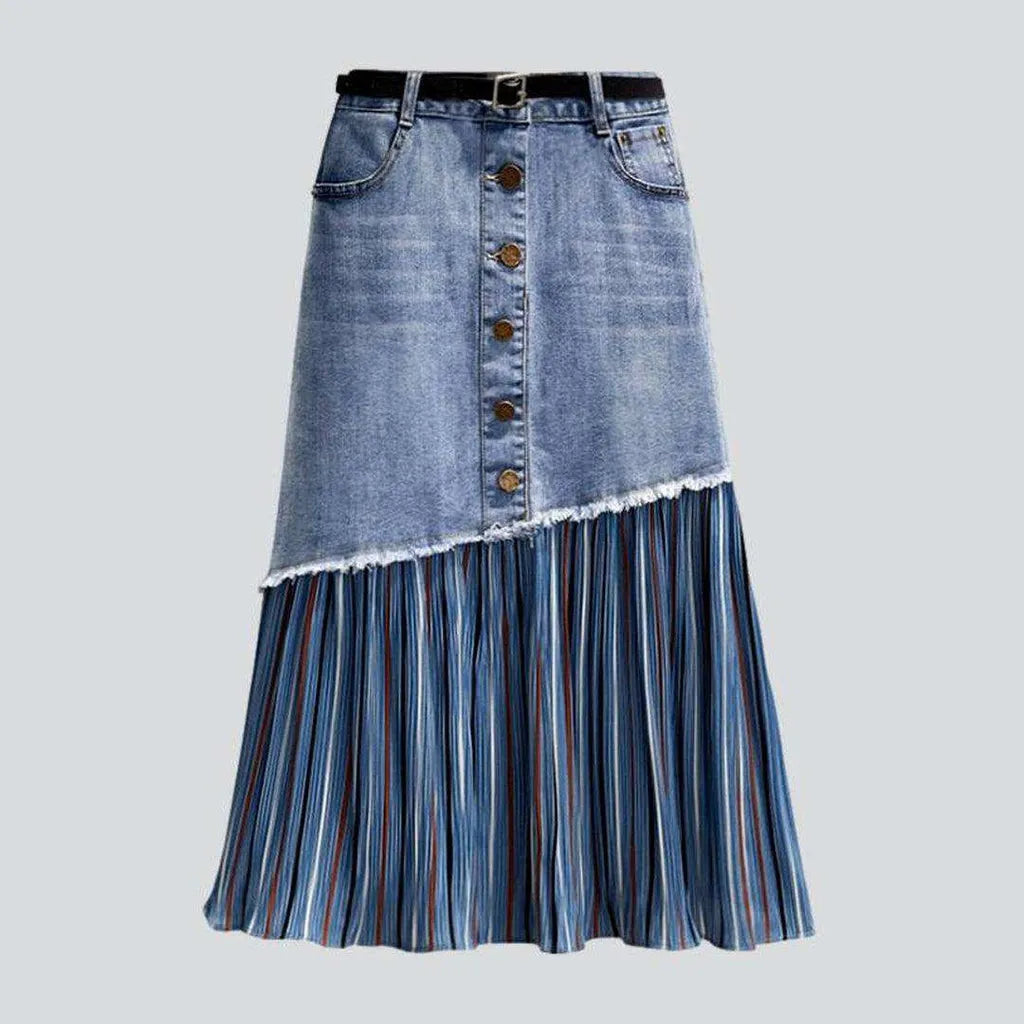 Women's Holiday Clothing Pleated long jean skirt