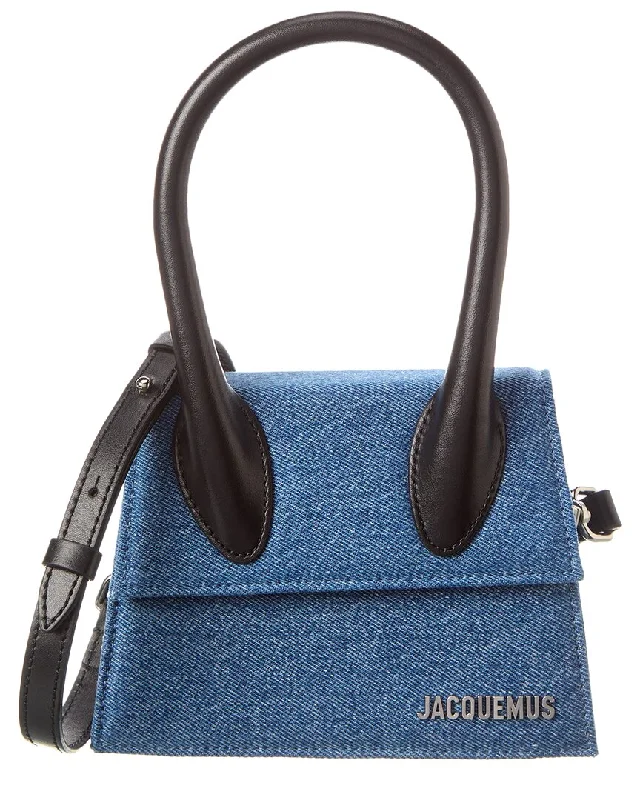 Elegant Clothing For Women Jacquemus Le Chiquito Moyen Denim & Leather Shoulder Bag