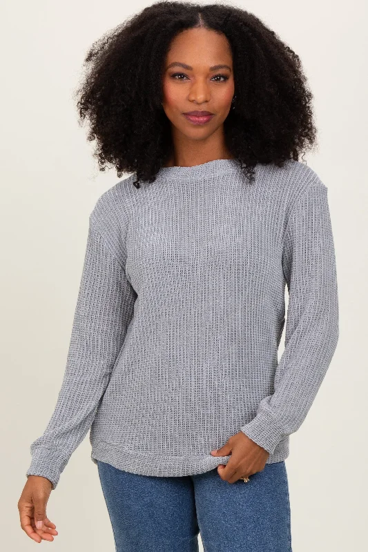 Women's Clothes Heather Grey Chenille Knit Sweater