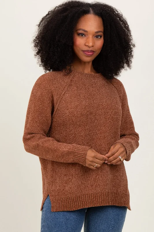 Clothing Woman Camel Raglan Knit Sweater