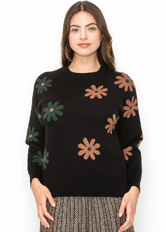 Women's Evening Wear Garden Blooms Knit Pullover