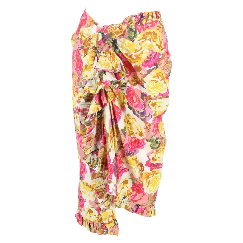 Sale Clothes Online Dries Van Noten Sina Floral Printed Midi Ruffled Skirt in Multicolor Cotton