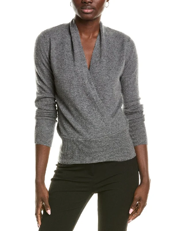 Women's Activewear Attire sofiacashmere Modern Faux Wrap Cashmere Sweater