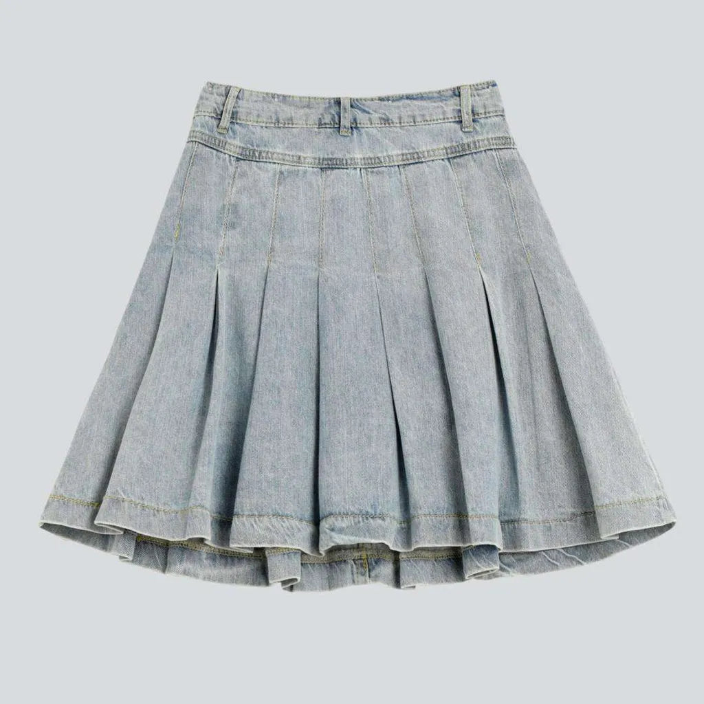 Women's Evening Attire Bleached denim skater skirt