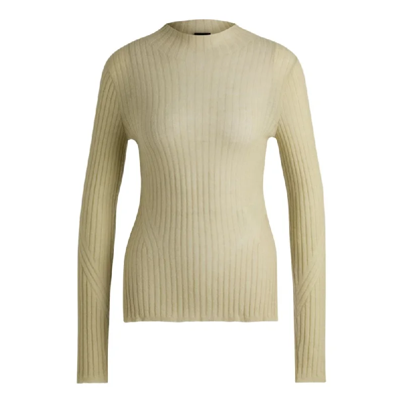 Fashionable Tops for Women Wool-blend slim-fit sweater with side slits