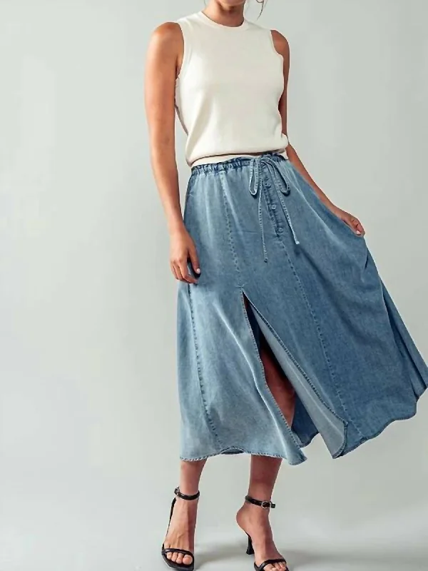 Women's Seasonal Attire Street Style Denim Asymmetrical Leg Slit Skirt