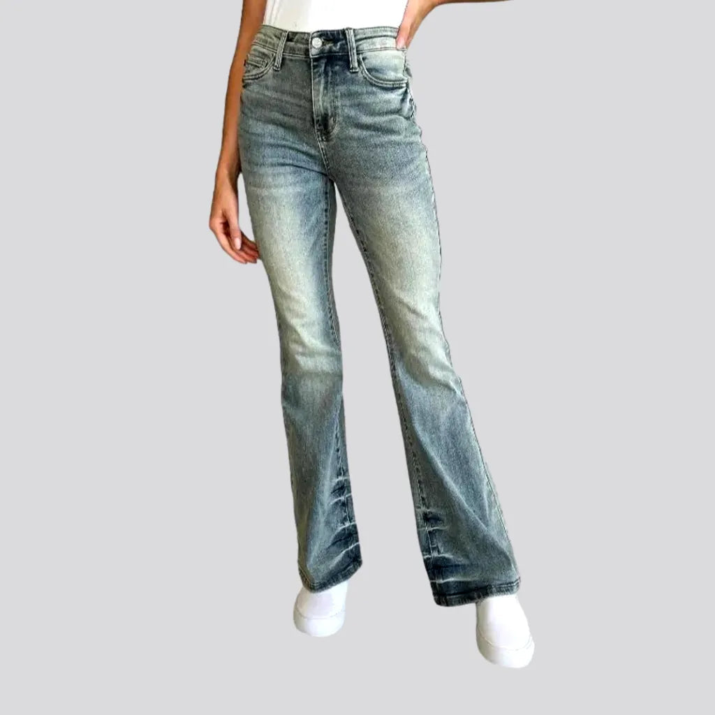 Formal Attire For Women Boot-flare women's stonewashed jeans