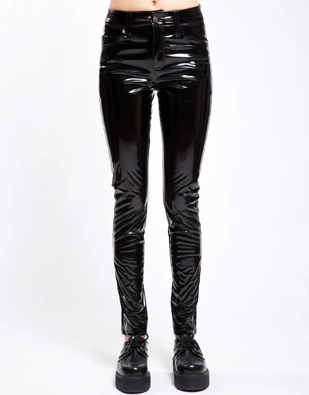 Women's Evening Wear for Special Occasions High Waist Vinyl Skinny Pant