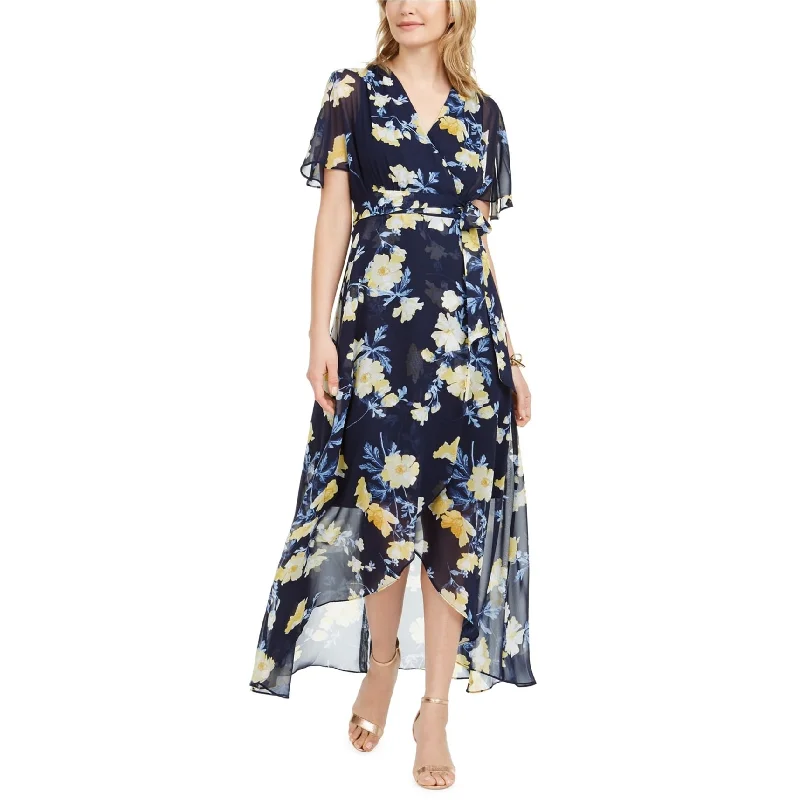 Women's Clothing Brands Jessica Howard Womens Floral High-Low Maxi Dress, Blue, 6