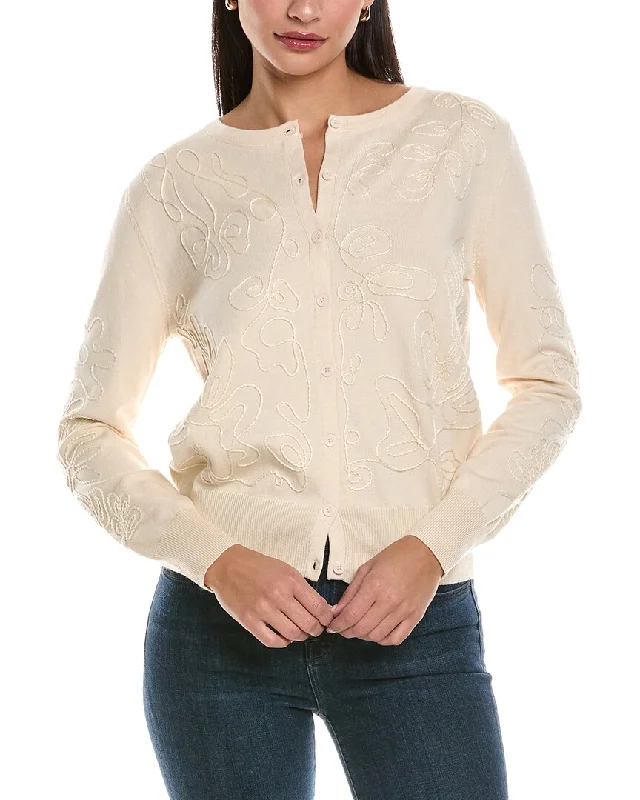 Modern Women's Outfit ANNA KAY Türkiye Embroidered Cashmere-Blend Cardigan