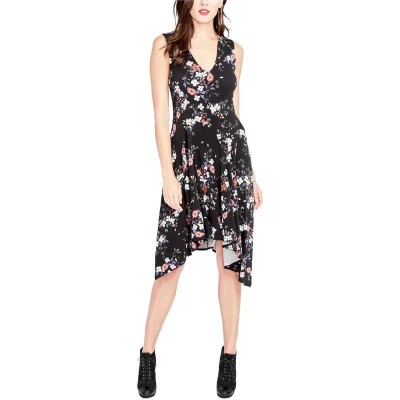 Latest Fashion for Women Rachel Roy Womens Floral Print Asymmetrical Dress, Black, Large