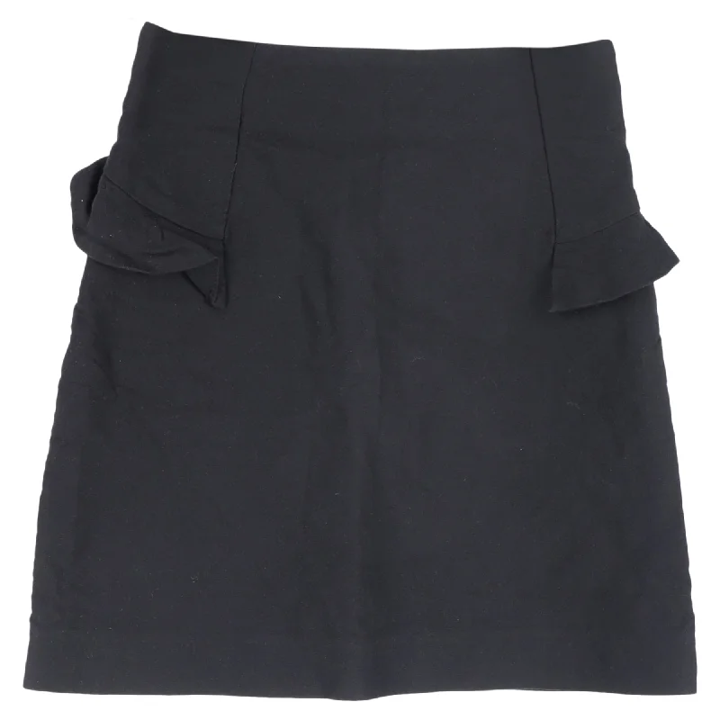 Clothes For Sale Sandro Paris Ruffle Trim Mini A-Line Skirt in Black Wool