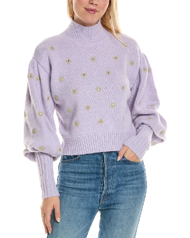 Trendy Casual Outfits FARM Rio Mirror Embroidery Mohair & Wool-Blend Sweater